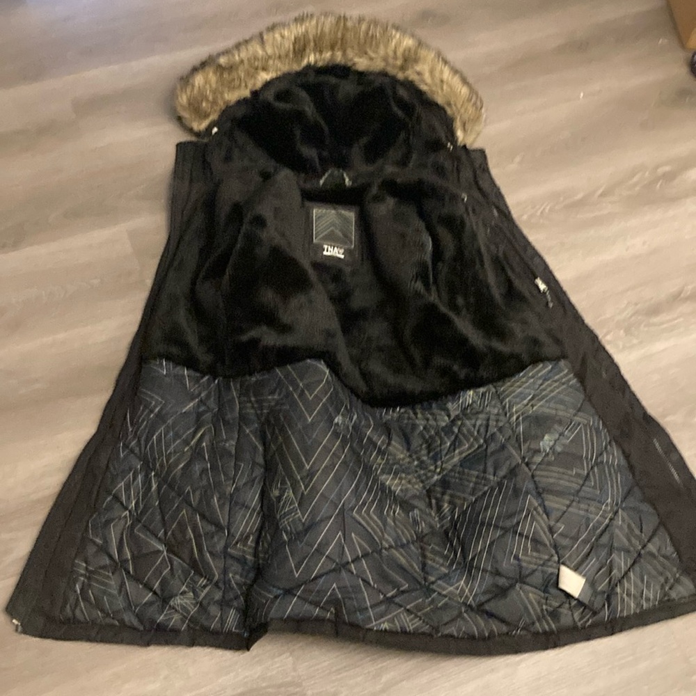 Aritzia TNA Aspen Parka Winter Coat Black Size Small Fur Trim Wool Long Jacket S
